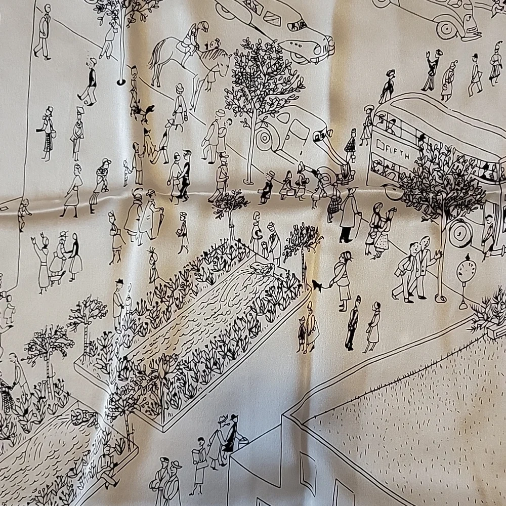 Vintage Saks Fifth Avenue City Scene Scarf - Picture 2 of 7